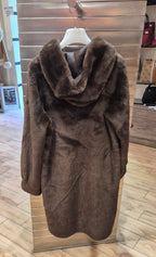 Susy mix ecopelliccia con cappuccio 3/4 colore moro 25923U70