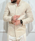 Adon camicia coreana 100% lino beige