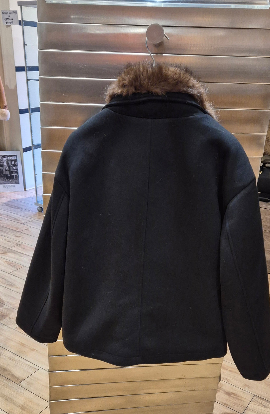 Susy mix chiodo in panno con pelliccia staccabile 800NU75 nero