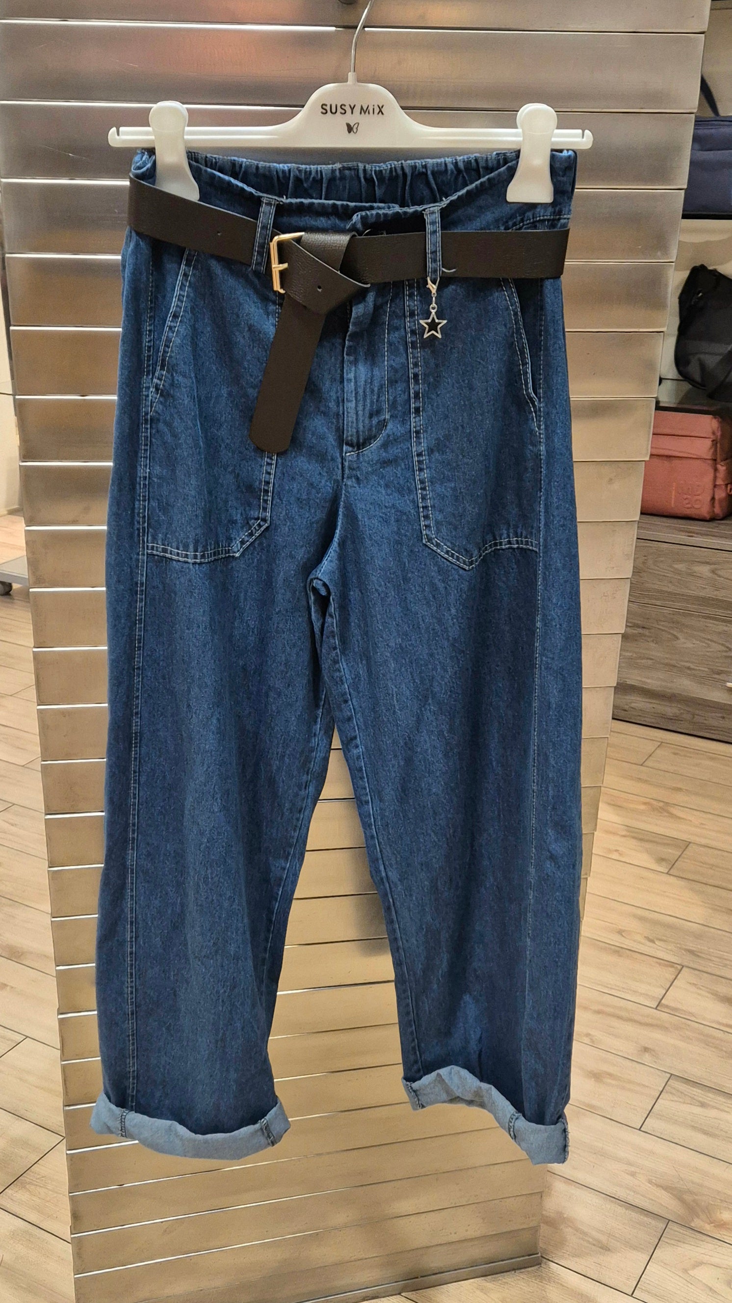 Susy mix pantalone denim con cintura scuro 38302ITACAU55