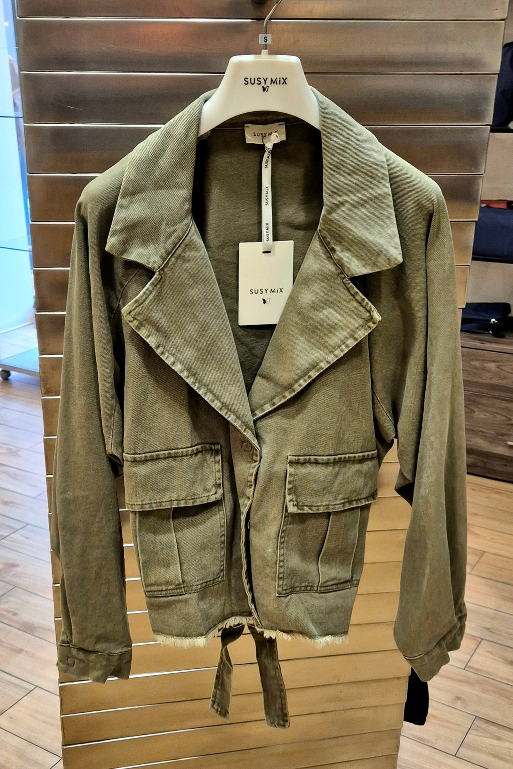 Susy mix trench 100% cotone corto 60085GUE0 verde militare