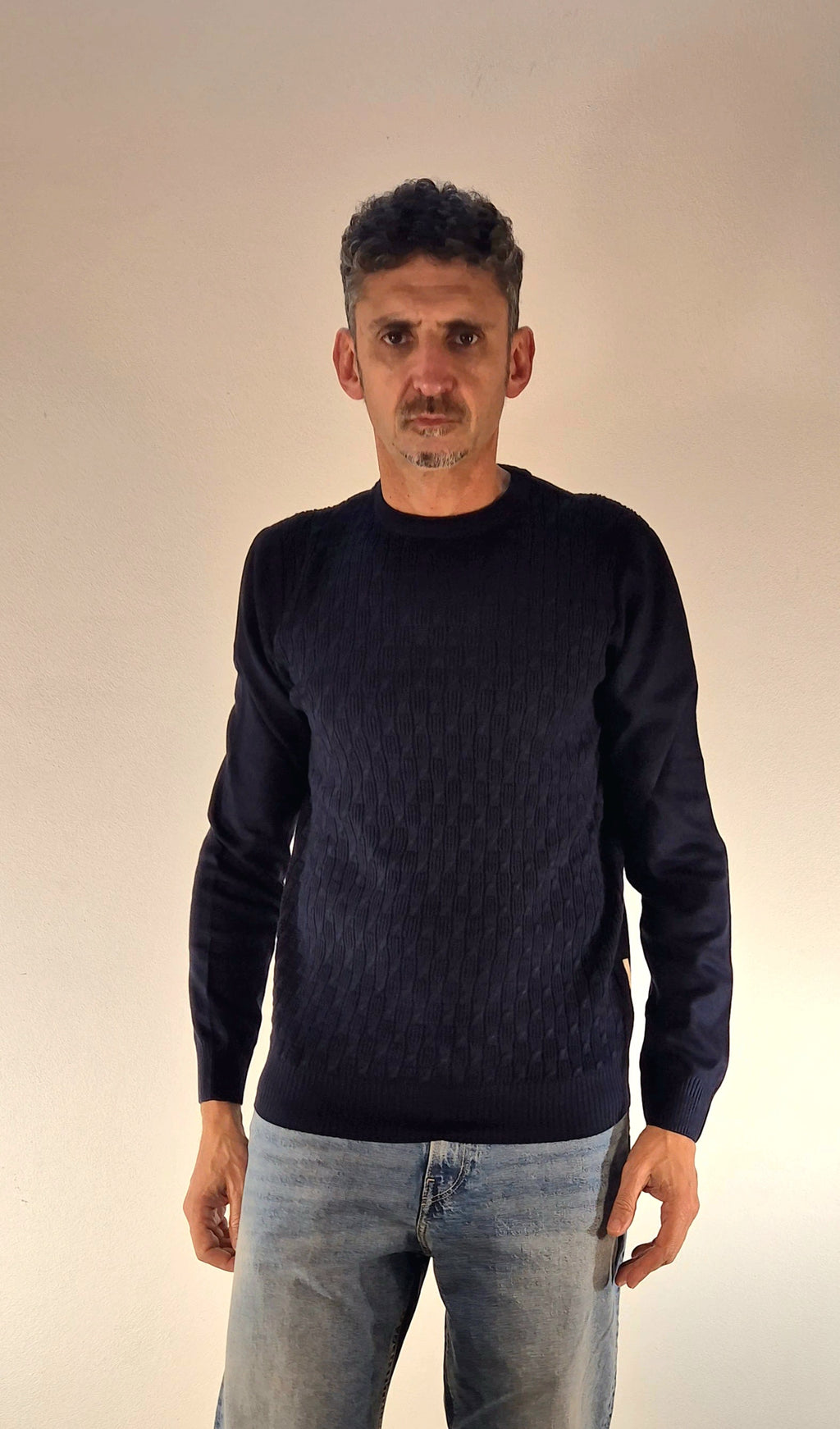 Seinse maglia con trecce contrasto MI3077 BLU