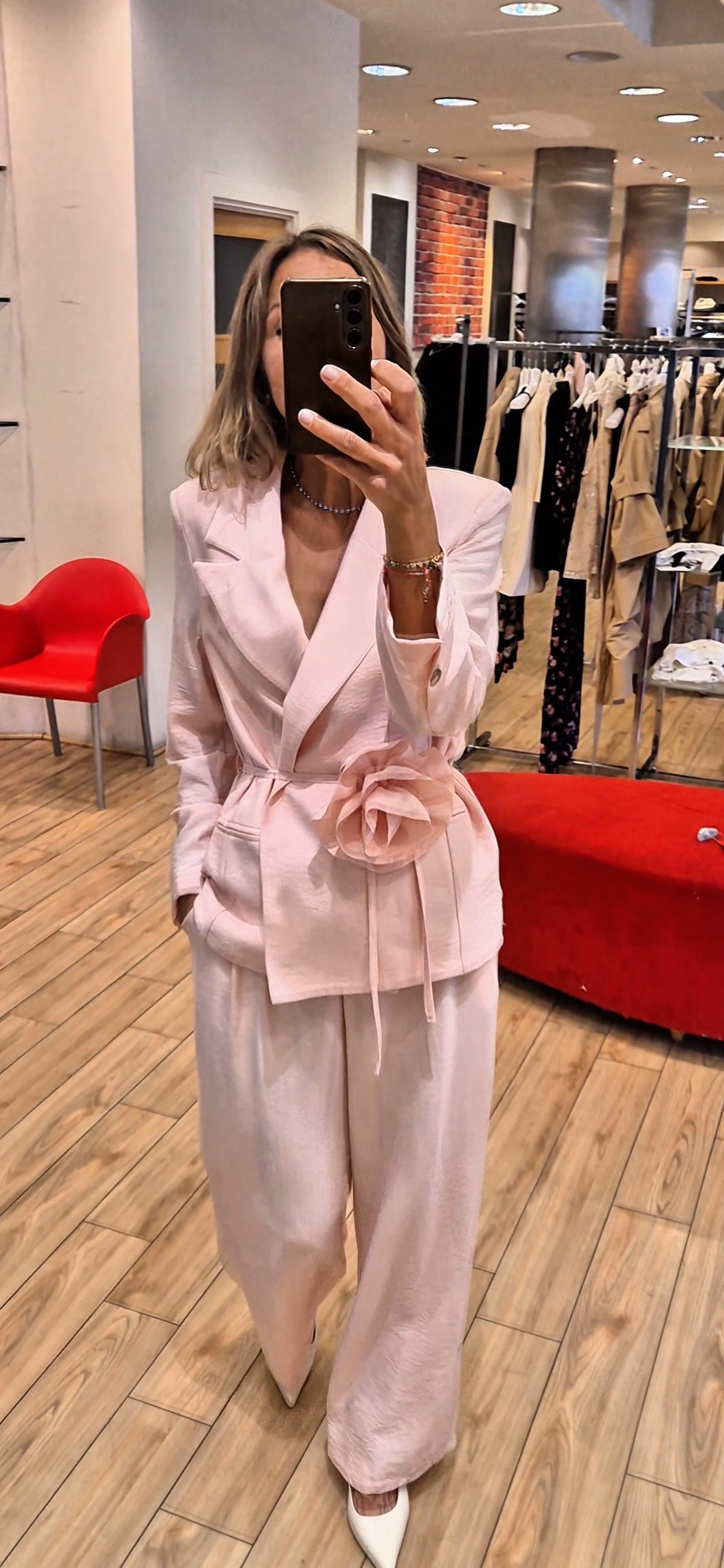 Susy mix completo giacca fiore + pantalone SM224AUA3 rosa