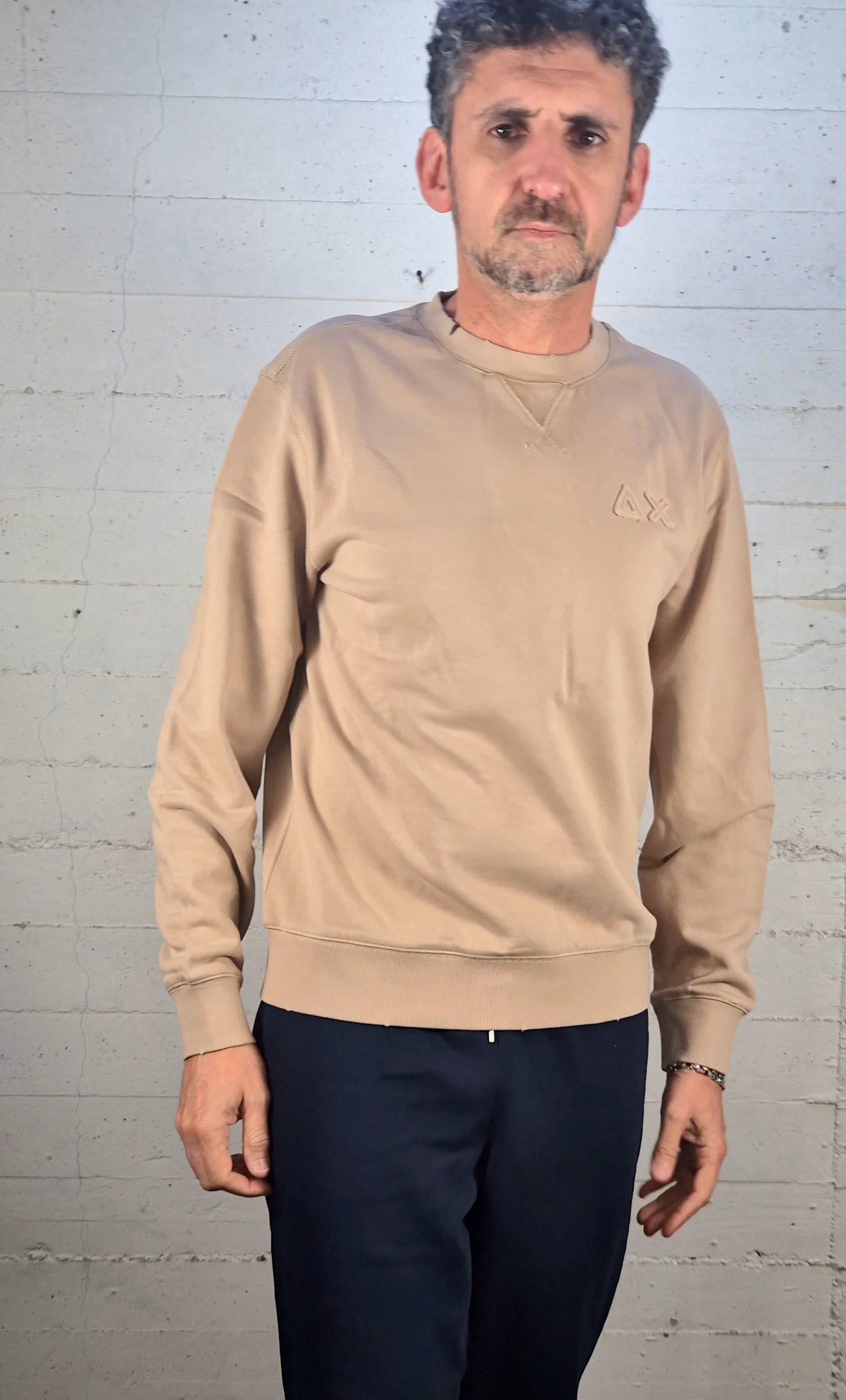 Sun 68 felpa girocollo vintage F3612098 beige stone