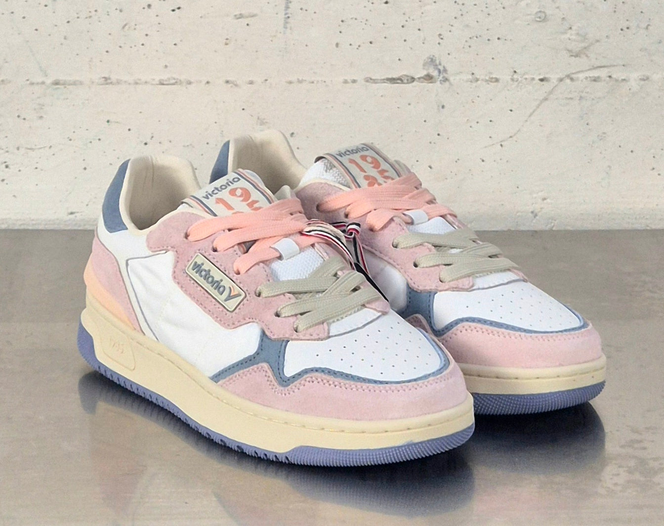 Victoria scarpa donna 88000128 in pelle e tela bianco/lilla/rosa