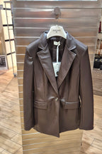 Susy mix giacca a 1 bottone in ecopelle testa di moro PP240T10U70