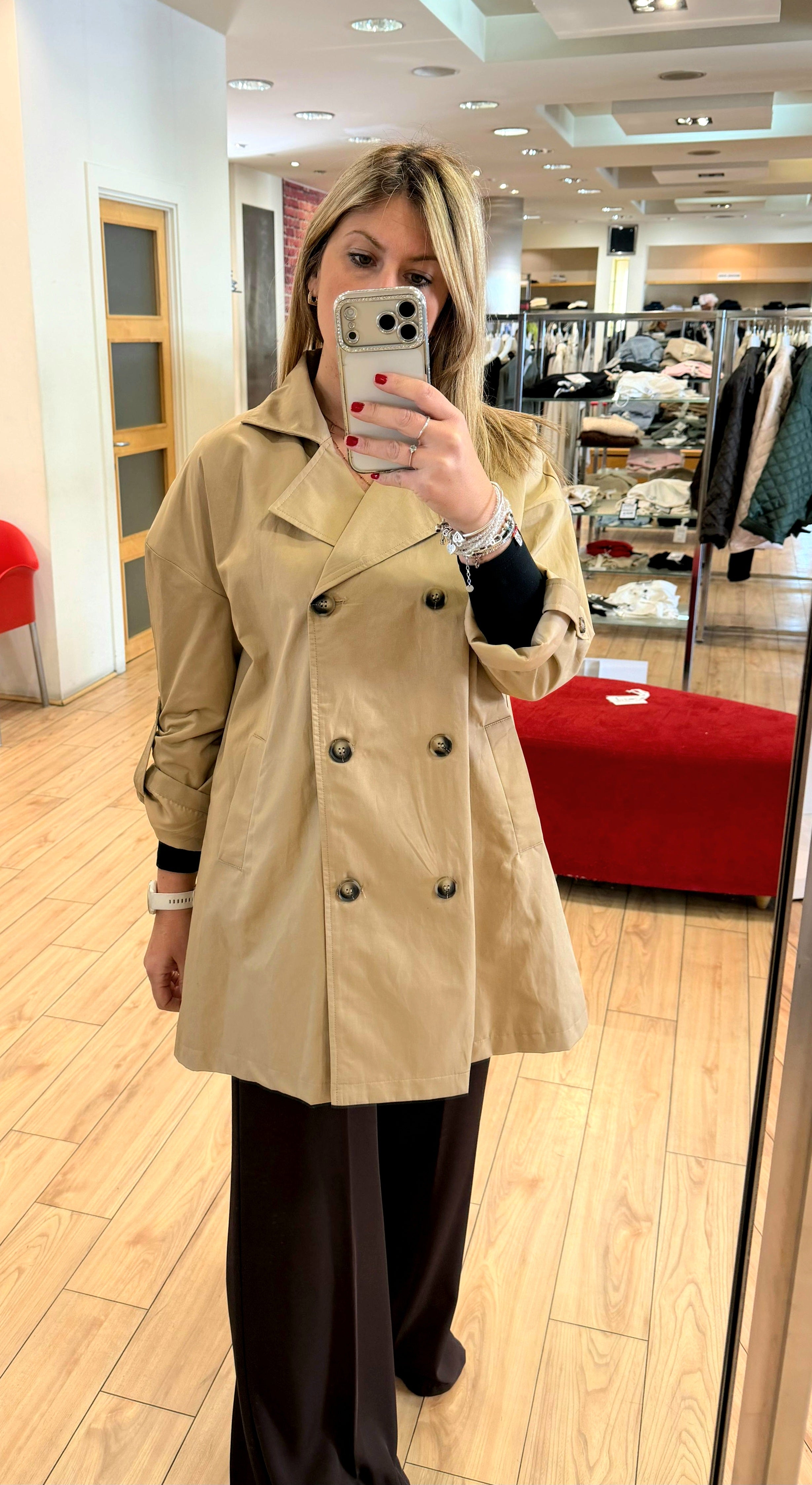 Susy Mix trench doppiopetto 3/4 T812 beige fango
