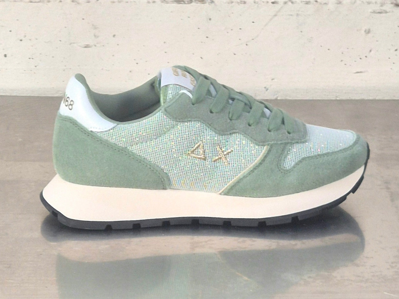 Sun 68 sneaker donna verde salvia Z3620384 Ally glitter textile