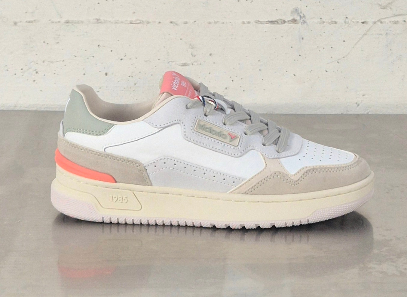 Victoria scarpa donna 8800124 in pelle e tela beige/bianco/salmone