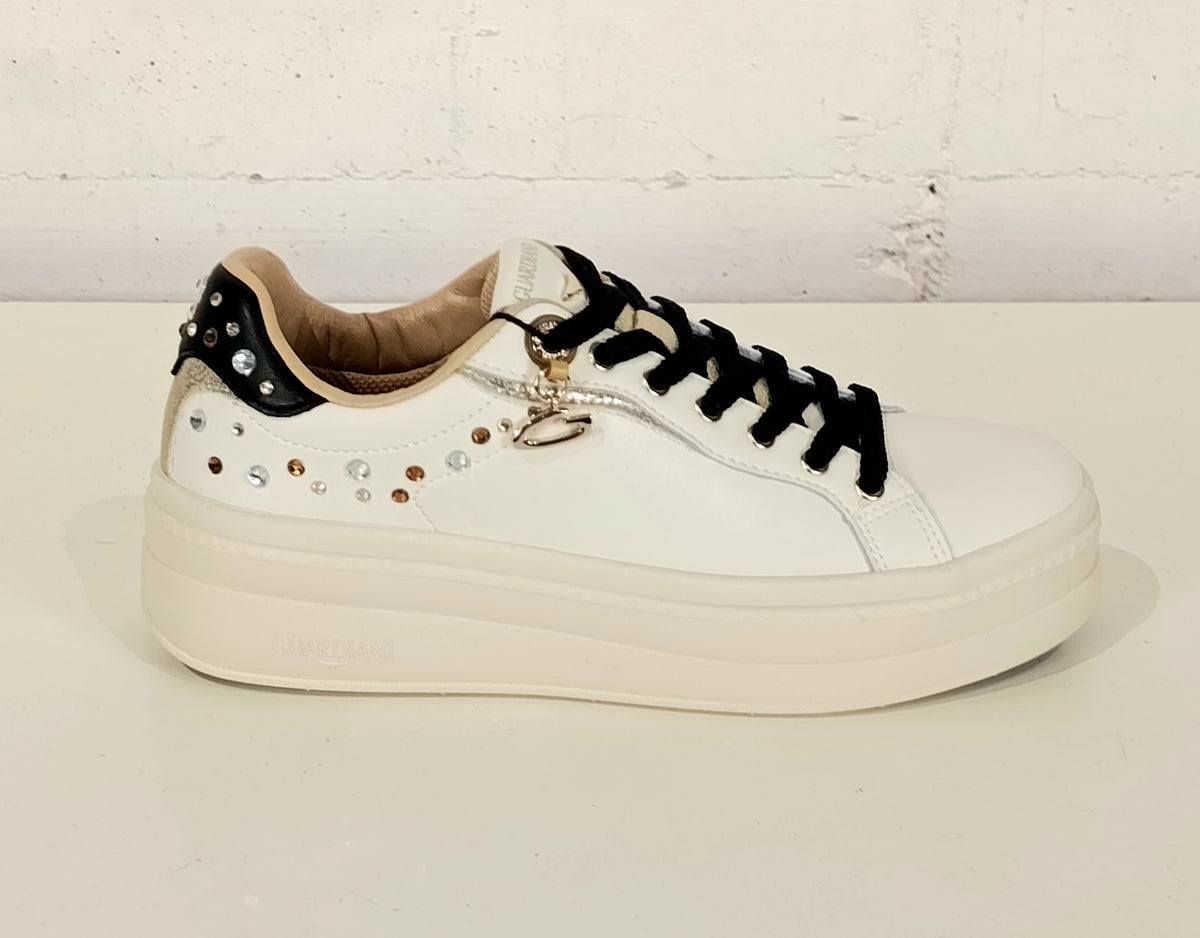 Guardiani sneaker bianca con brillantini GL62535QBIANCO