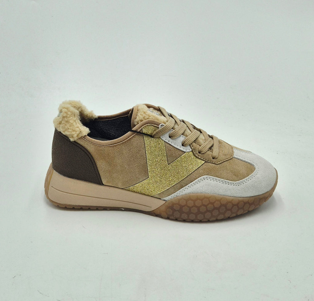 Keh.noo sneaker camoscio con teddy W25S00KW9761638 beige/bronzo