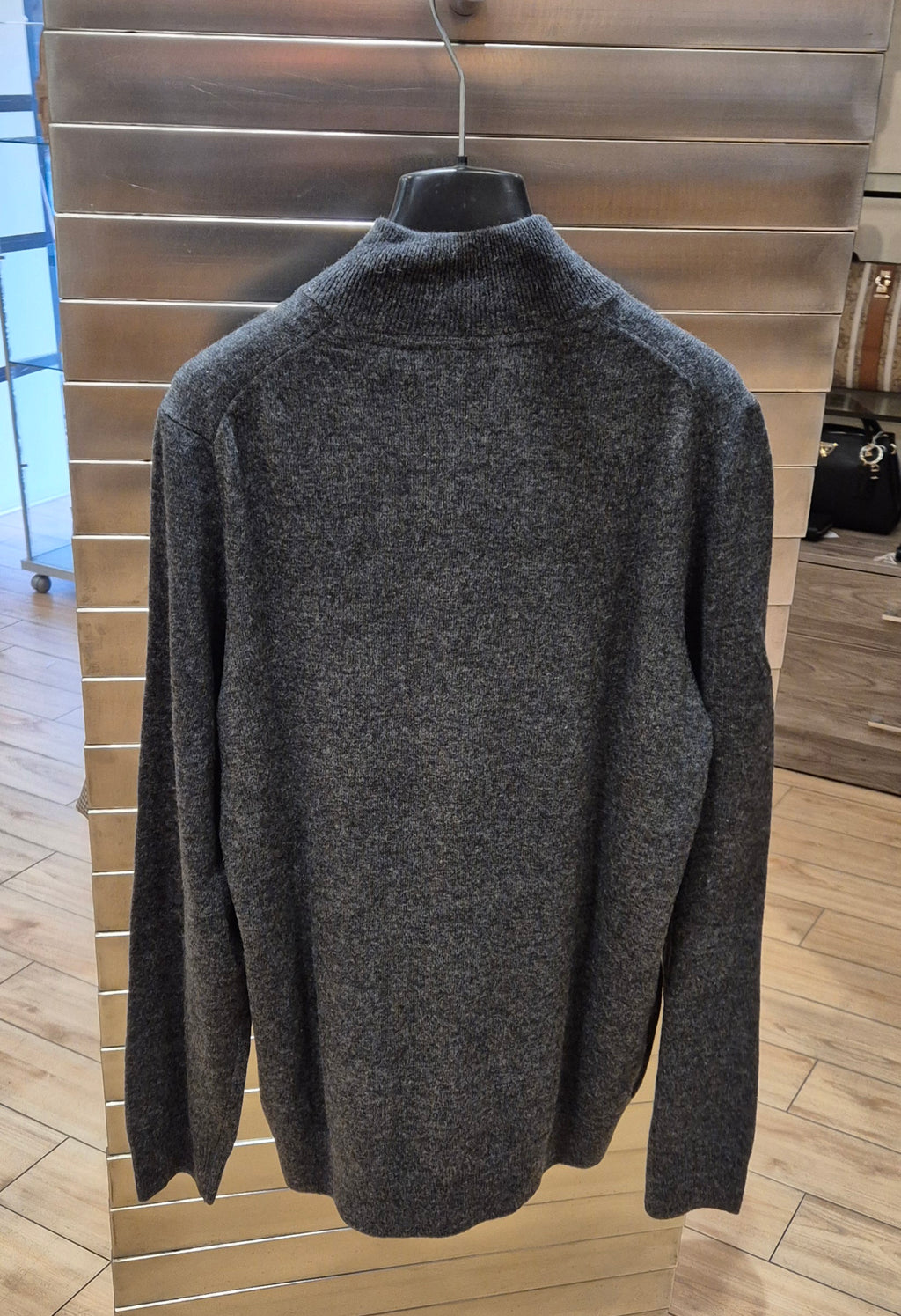 Lyle & Scott maglia aperta zip lambswool grigio antracite KN2102VC398