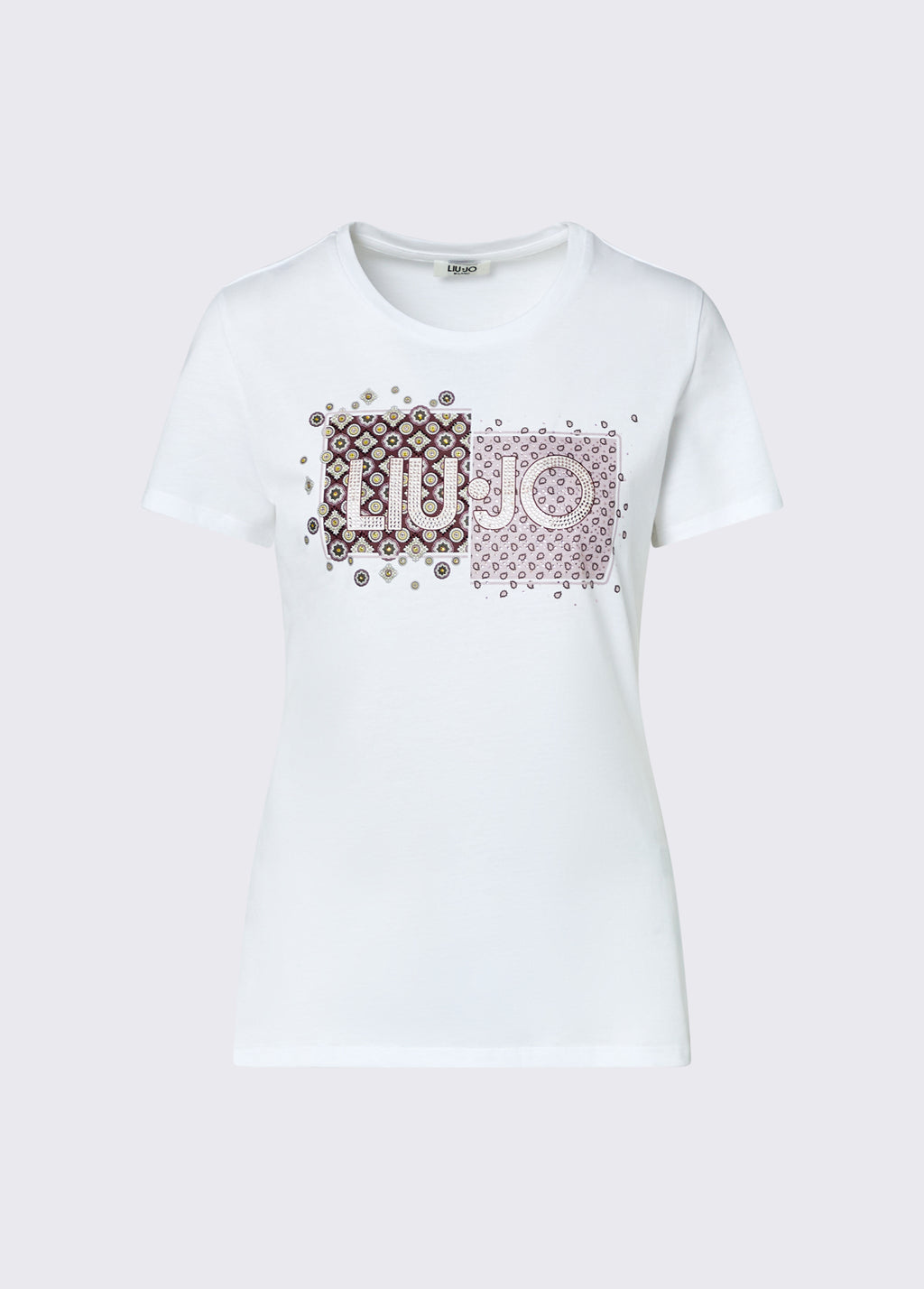 Liu jo t-shirt slim fit con catene WF346js923 bianco