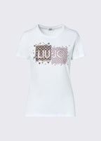 Liu jo t-shirt slim fit con catene WF346js923 bianco