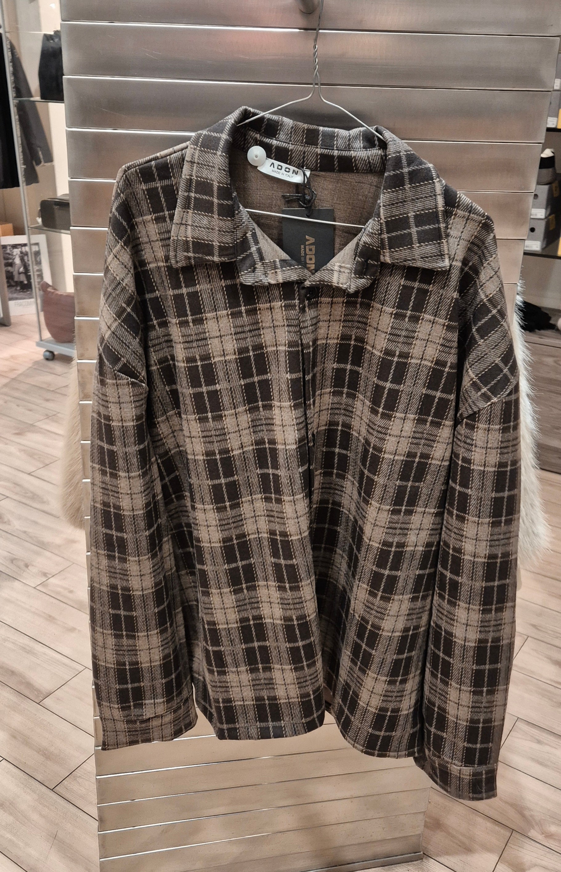 Adon overshirt camicia quadro base marrone AD1671
