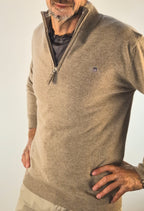 Gant maglia mezza zip lambswool superfine beige