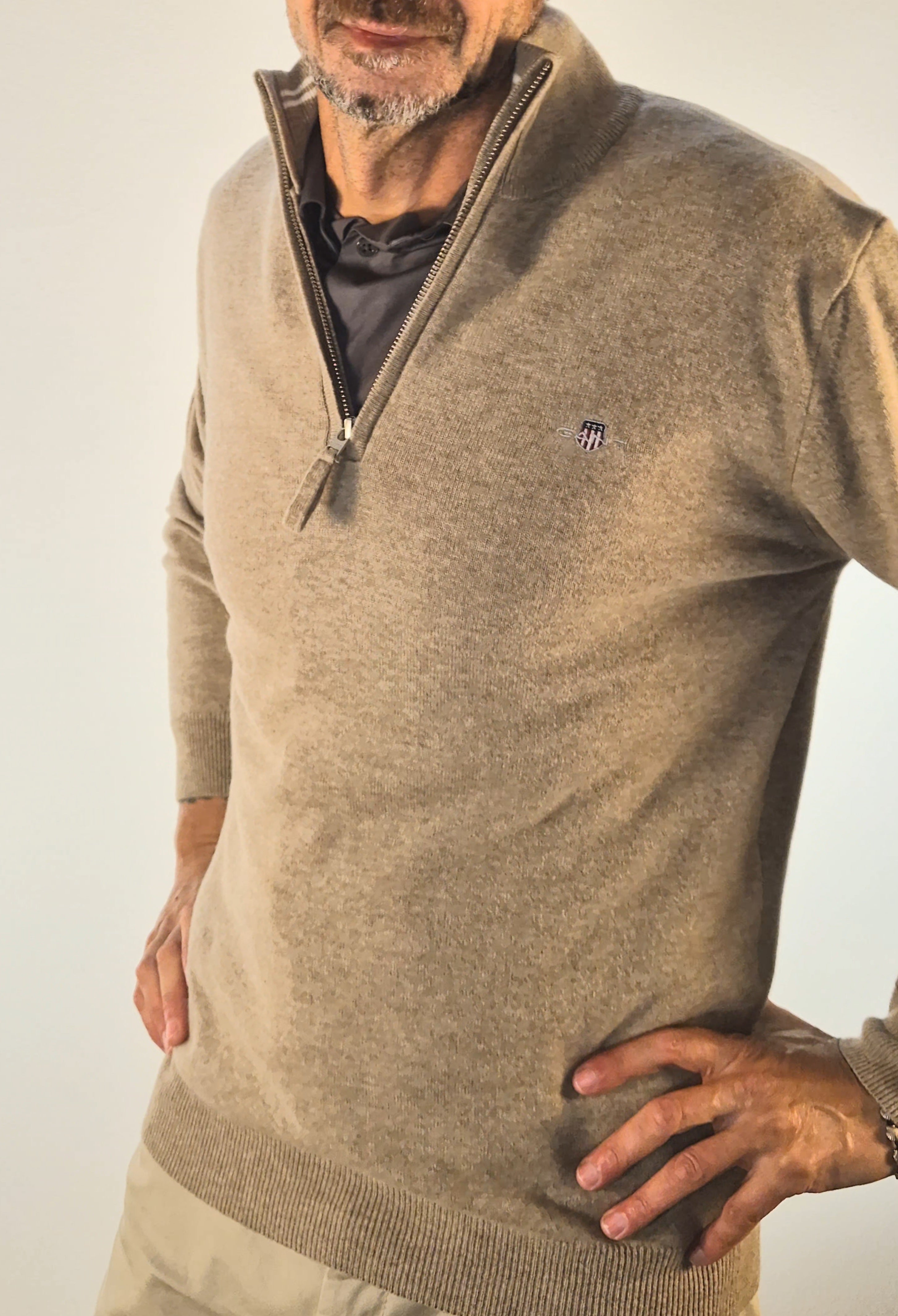 Gant maglia mezza zip lambswool superfine beige