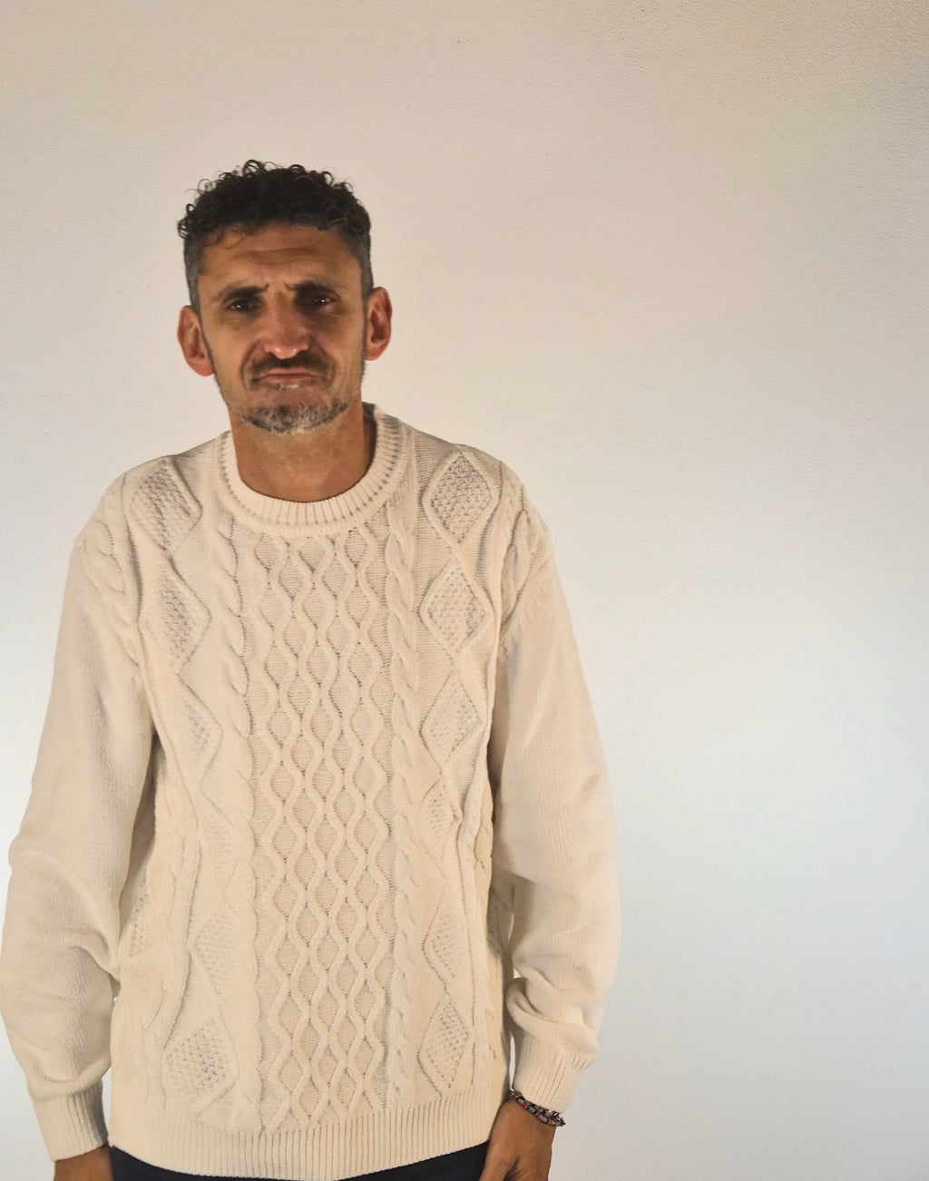 Armani ax maglia con trecce ciniglia mistolana panna XM001331AF13776