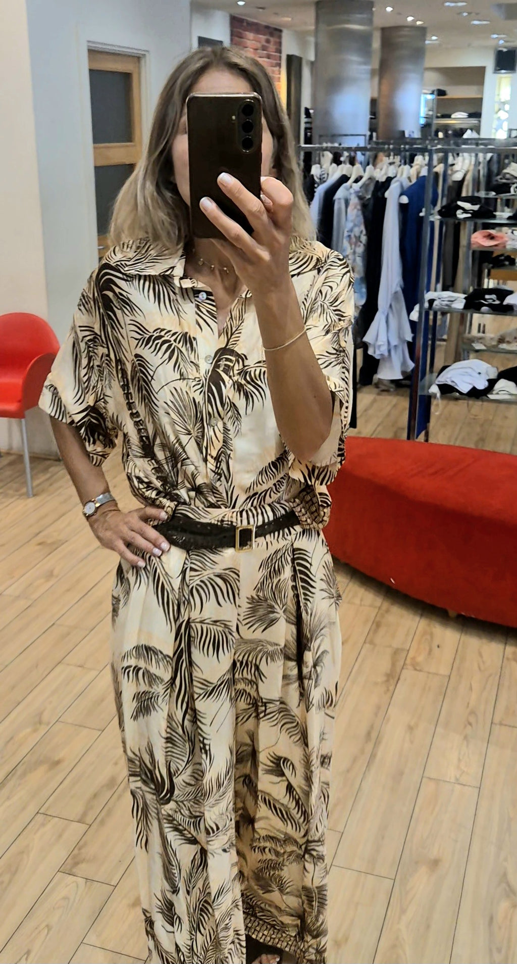 Susy Mix camicia fantasia moro/beige manica corta