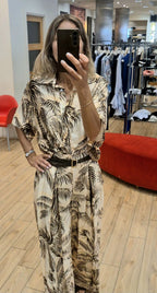 Susy Mix camicia fantasia moro/beige manica corta