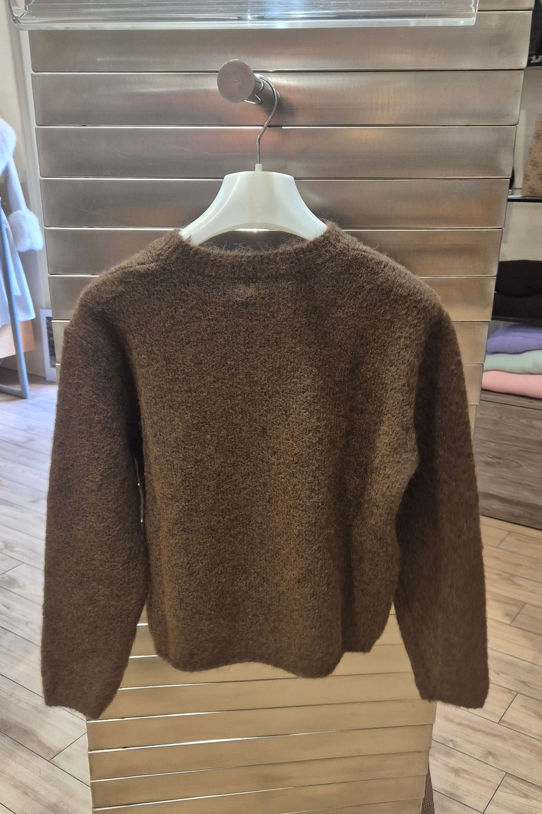 Susy mix maglia con renna 25977U70 marrone mistolana e mohair