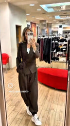 Susy mix completo giacca + pantalone con nodo 30591 U70 moro
