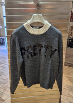 Susy mix maglia con paillettes "pretty" grigio mistolana e alpaca 5WM26591U46