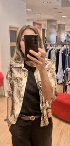 Susy Mix camicia fantasia moro/beige manica corta