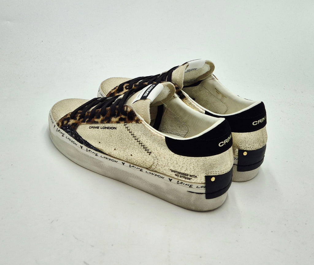 Crime sneakers pelle distressed platform 25071AA826 laminato oro