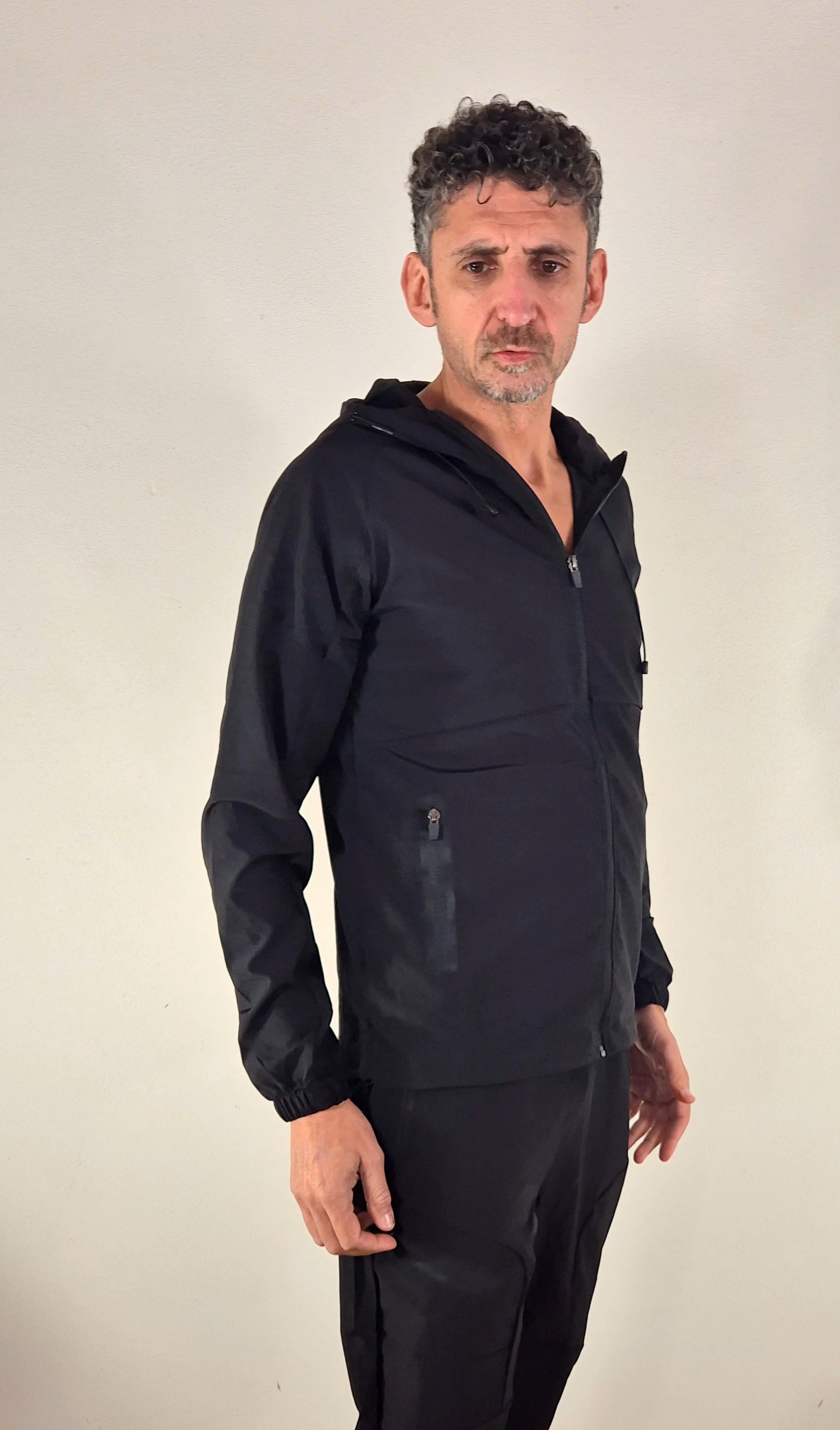 Zayne completo tuta pantalone + giacca zip KD1538 nero