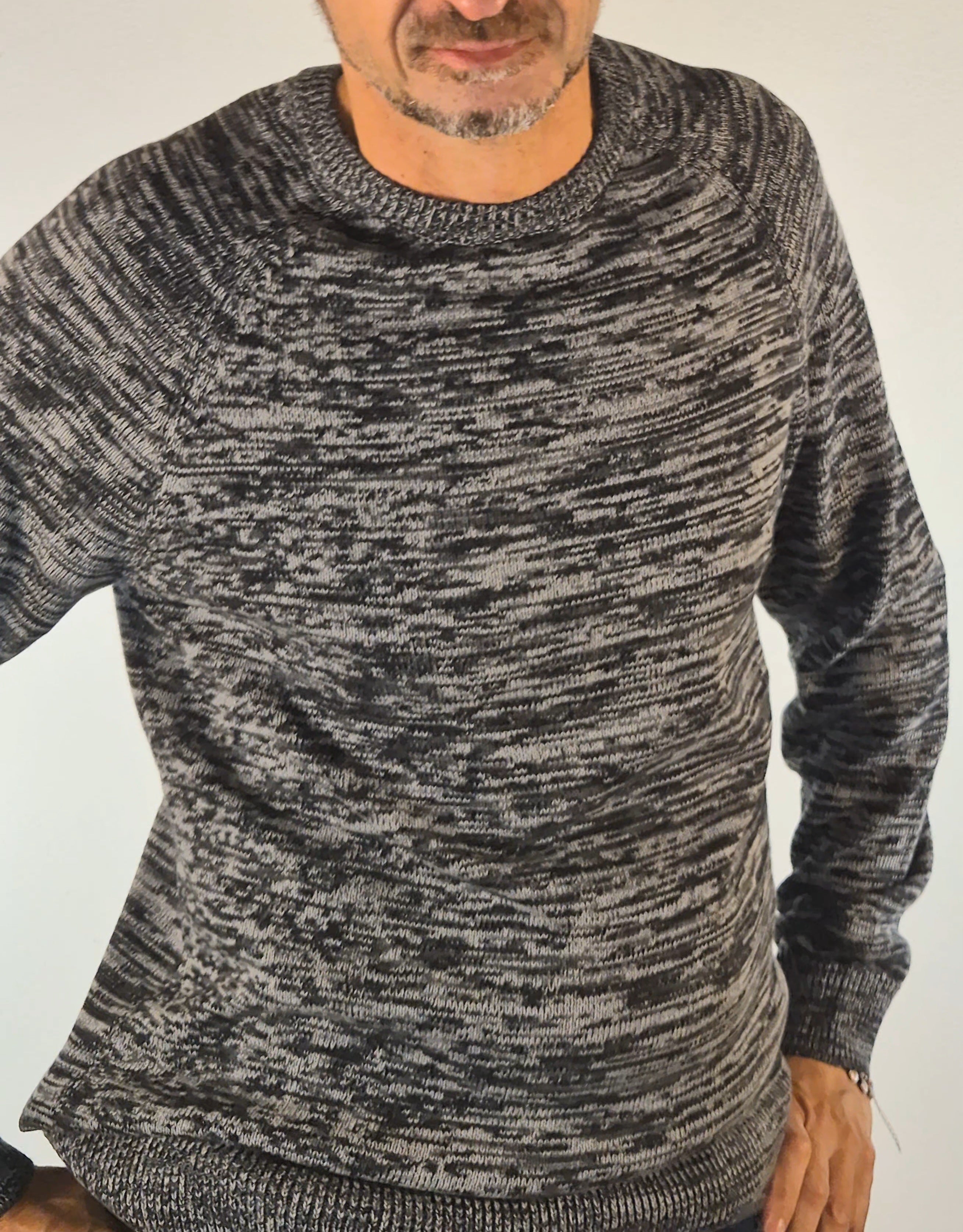 Blend maglia girocollo in cotone grigio melange