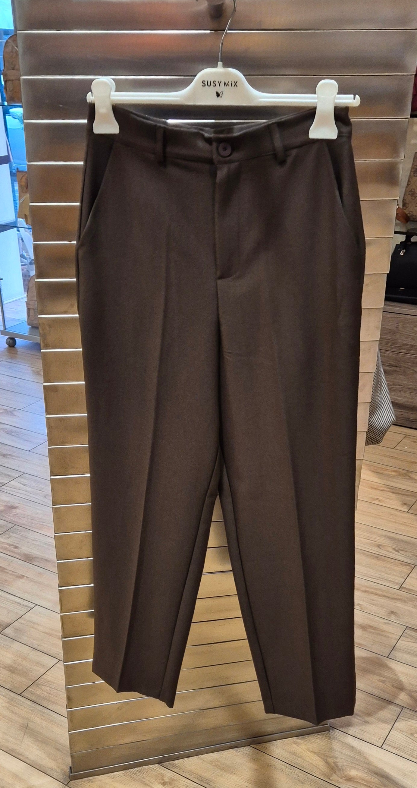 Susy mix pantalone basic vita alta M09598U70 marrone testa di moro