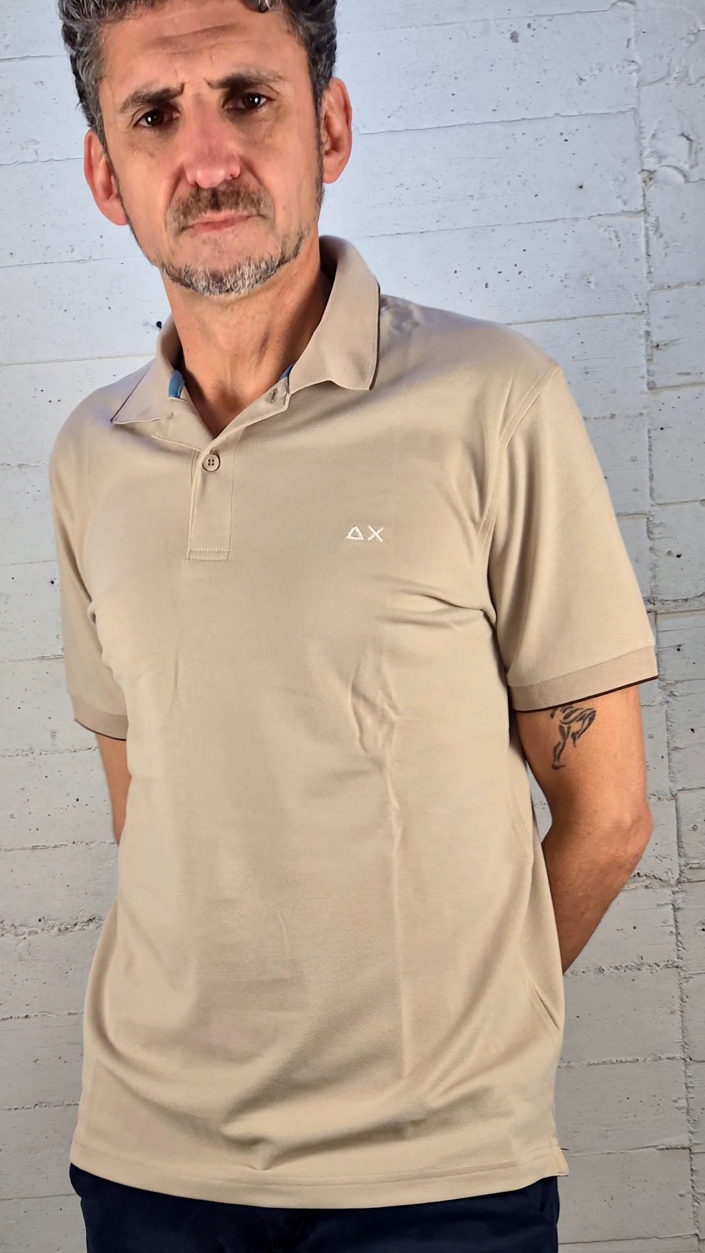 Sun 68 polo small stripe cotone stretch A3611198 BEIGE STONE