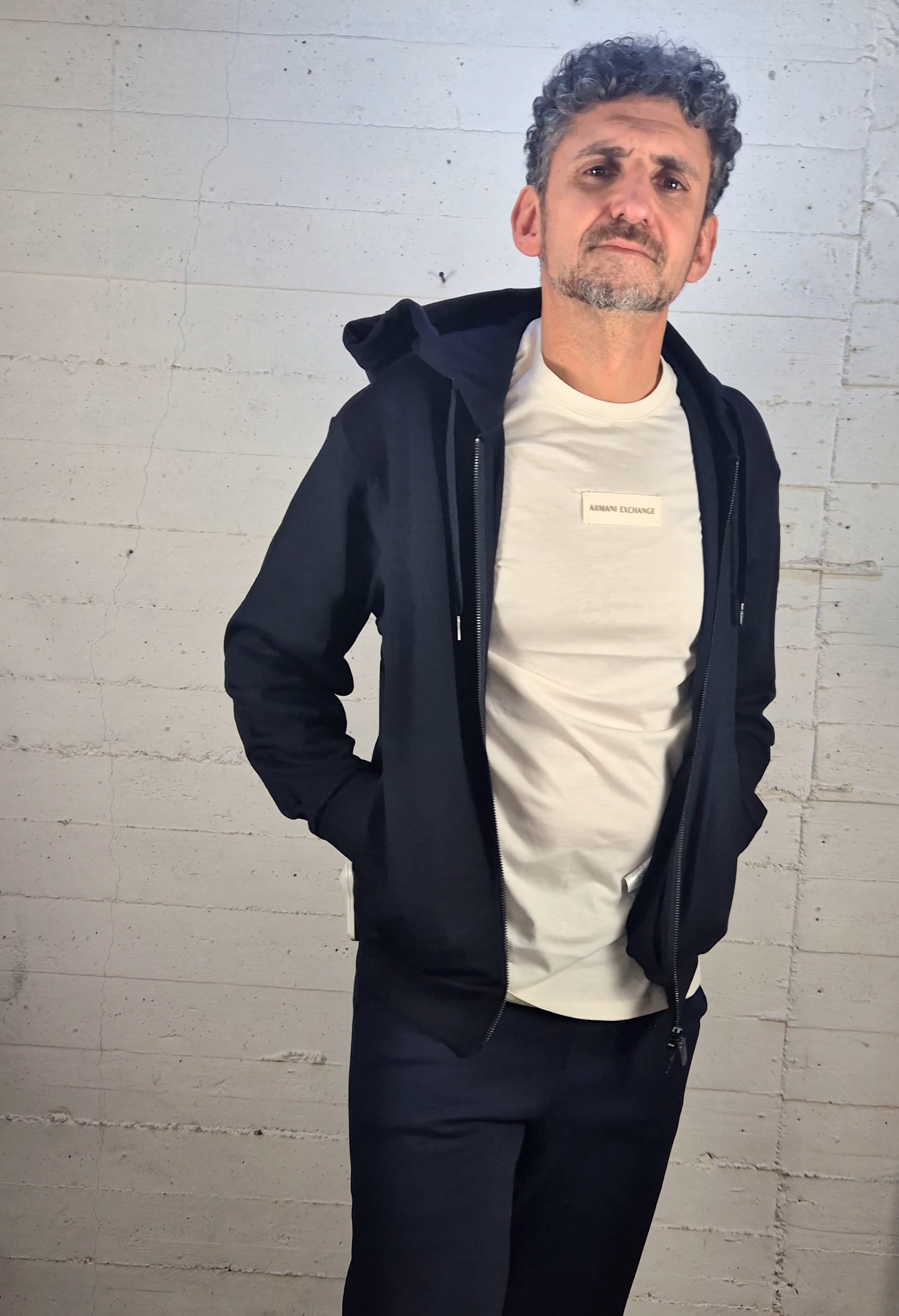 Armani ax felpa cappuccio zip blu XM001293AF20934UB10