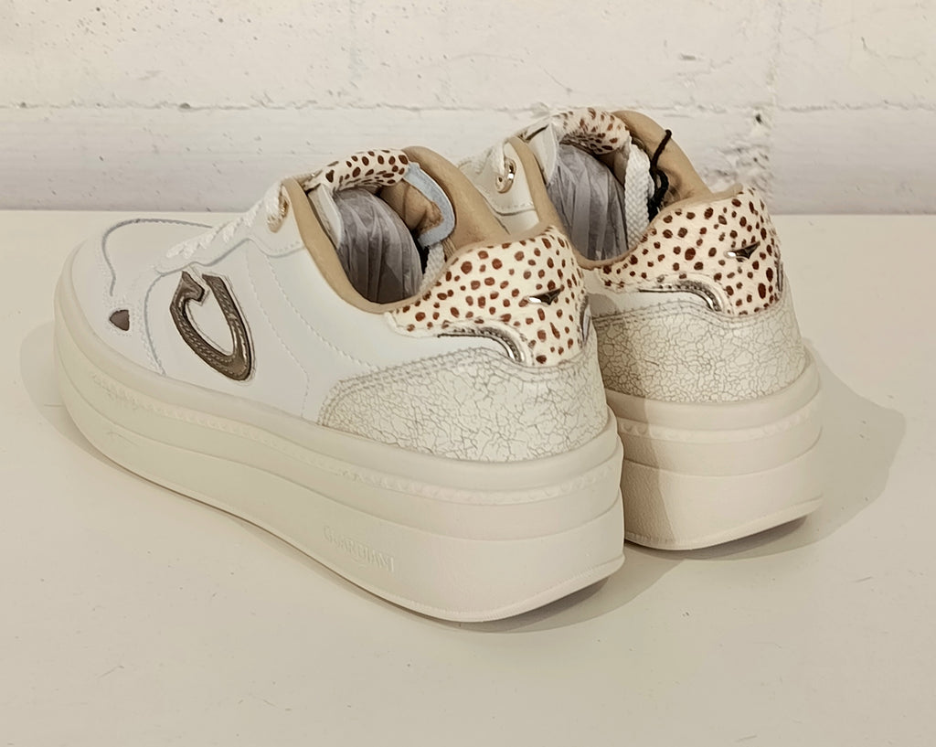 Guardiani sneaker bianca con animalier GL62531ABIANCO