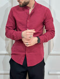 Adon camicia coreana 100% lino rosso india