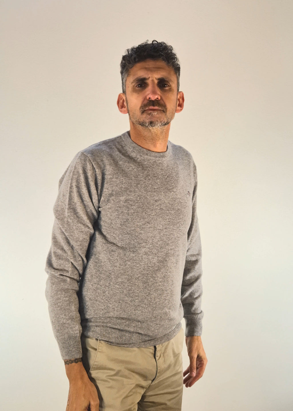 Gant maglia girocollo lambswool superfine grigio chiaro 250308721193