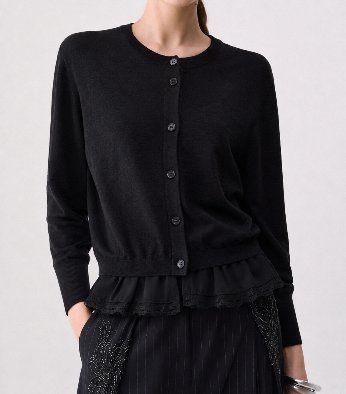 Liu jo cardigan mistolana con profili lingerie WF6034MA16R nero