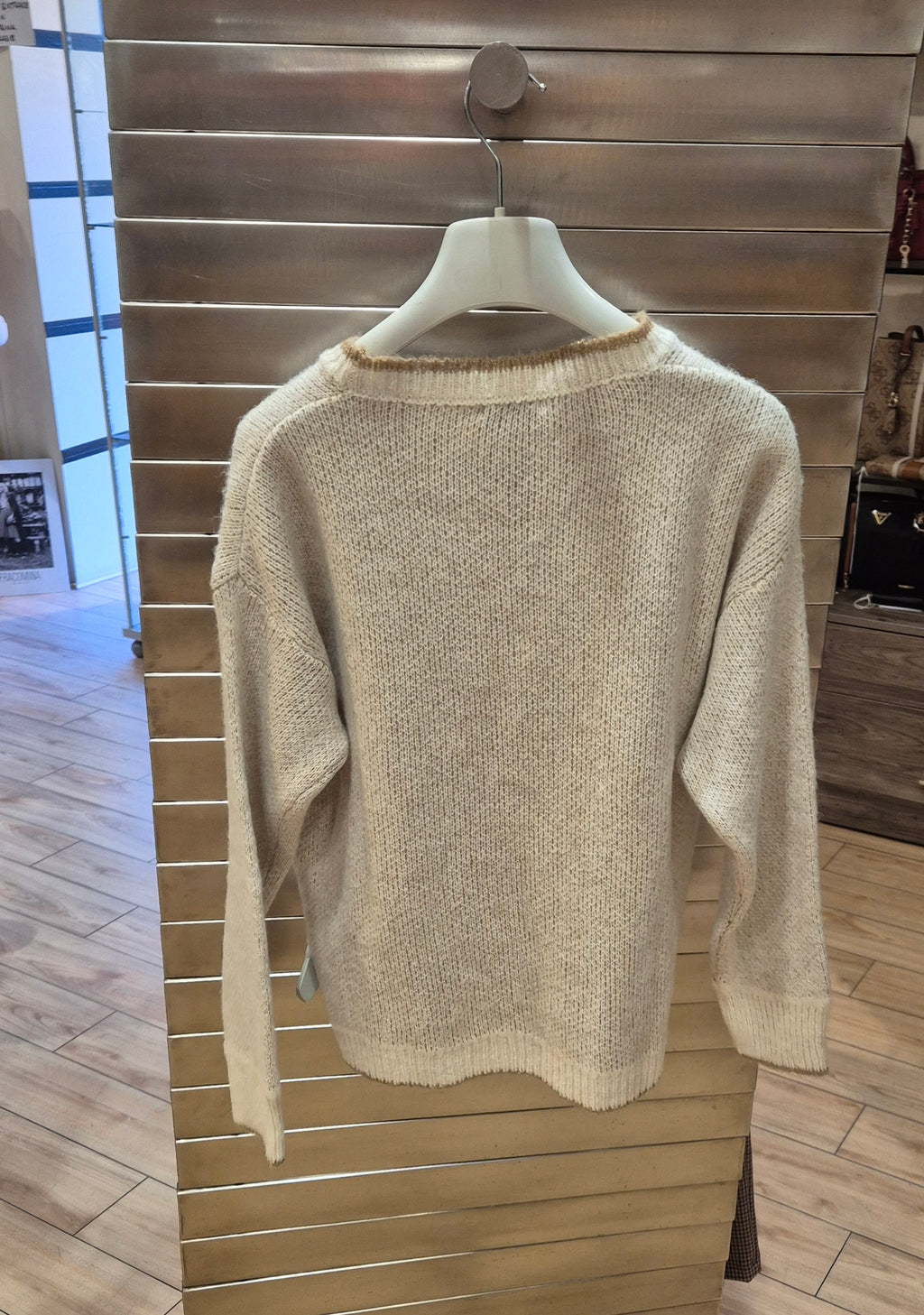 Susy mix maglia con scritta "enjoy" beige 5319U33