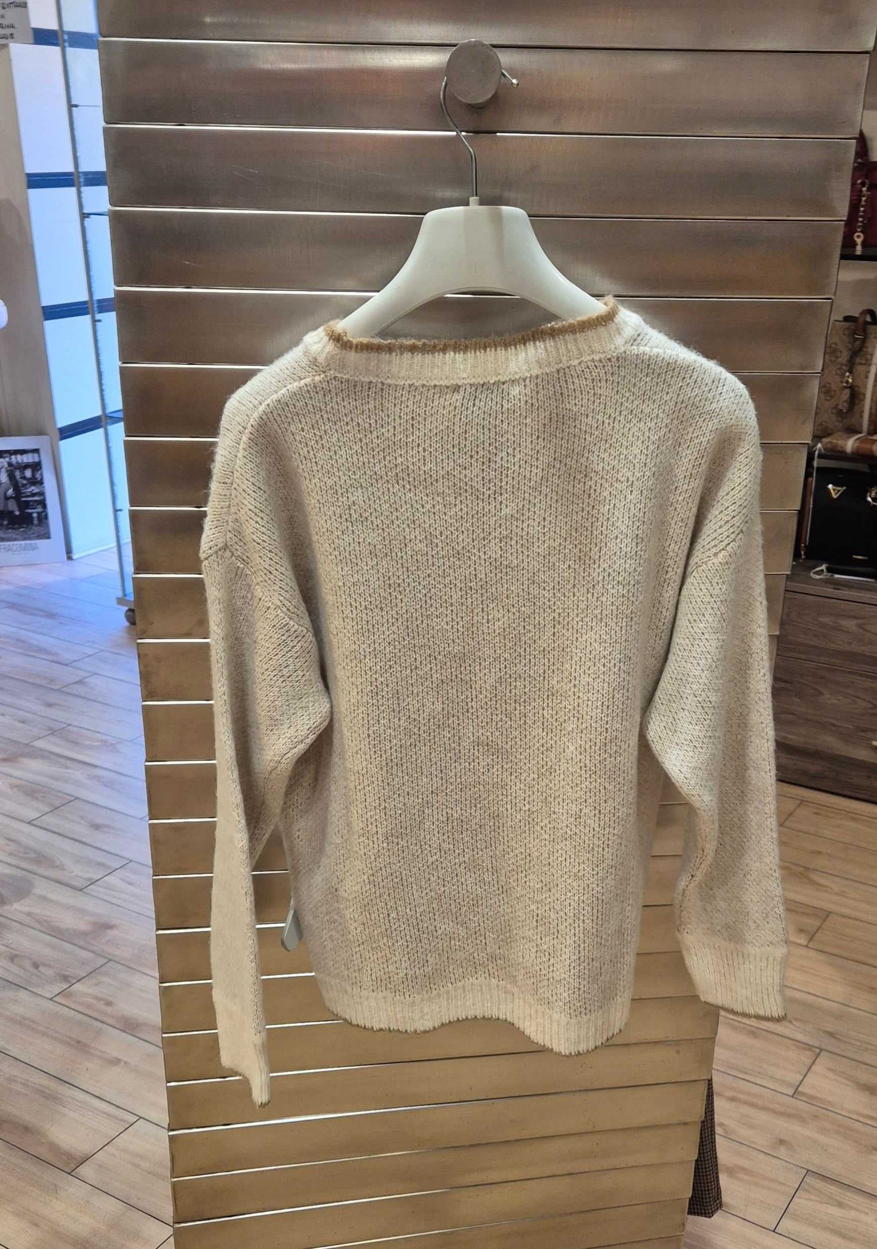 Susy mix maglia con scritta "enjoy" beige 5319U33