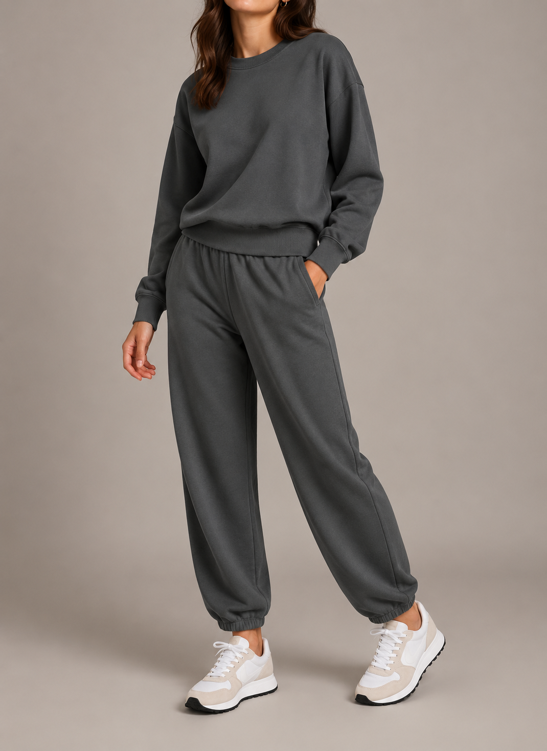 Susy Mix tuta felpa + pantalone cotone stretch 2747 U51 grigio piombo