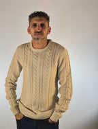 Blend maglia girocollo con treccie in mistocotone 20718442141107 beige