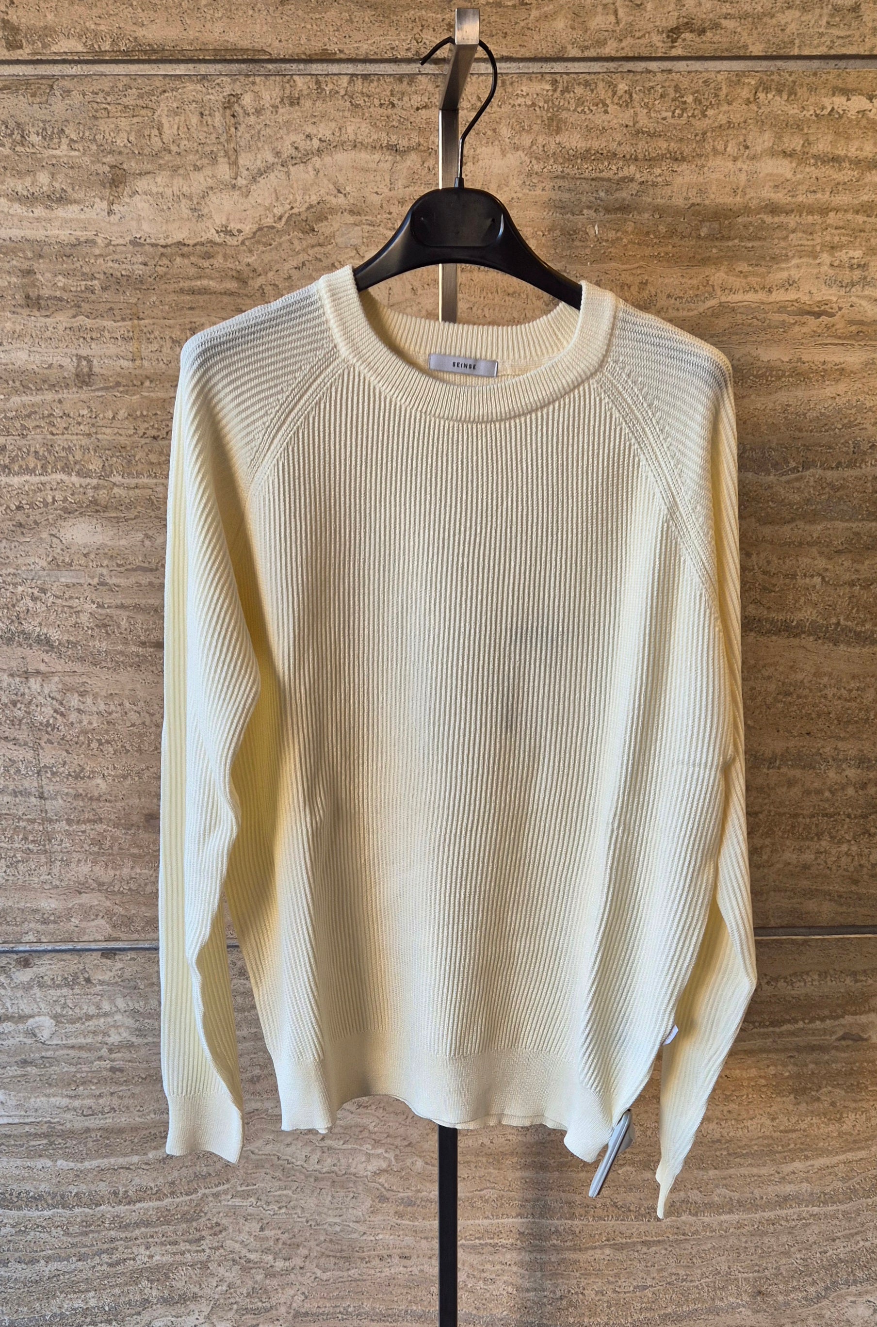 Seinse maglia a coste girocollo MI3169SSOFFWHITE colore panna