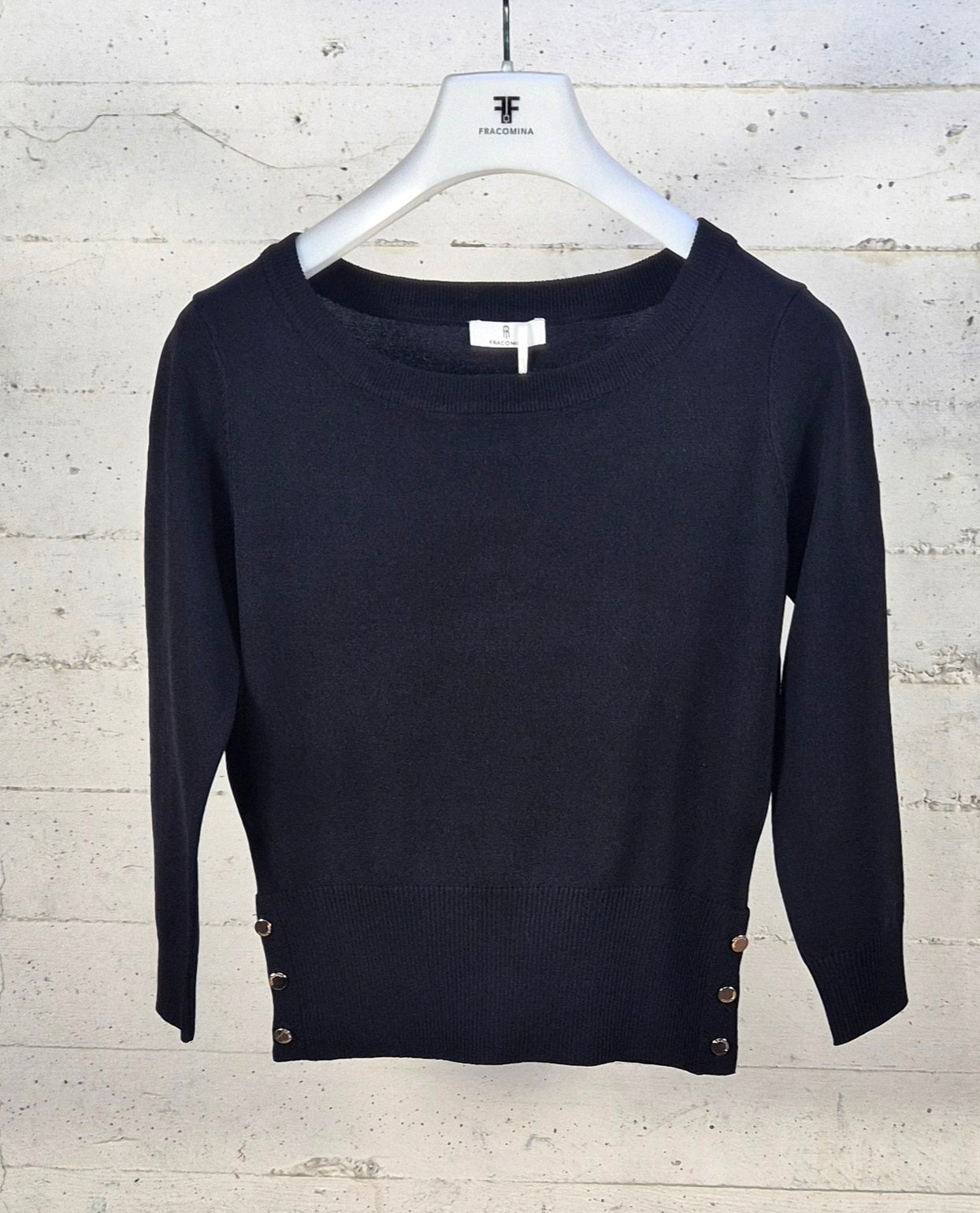 Fracomina maglia corta manica 3/4 viscosa nera ST7001K52401 053