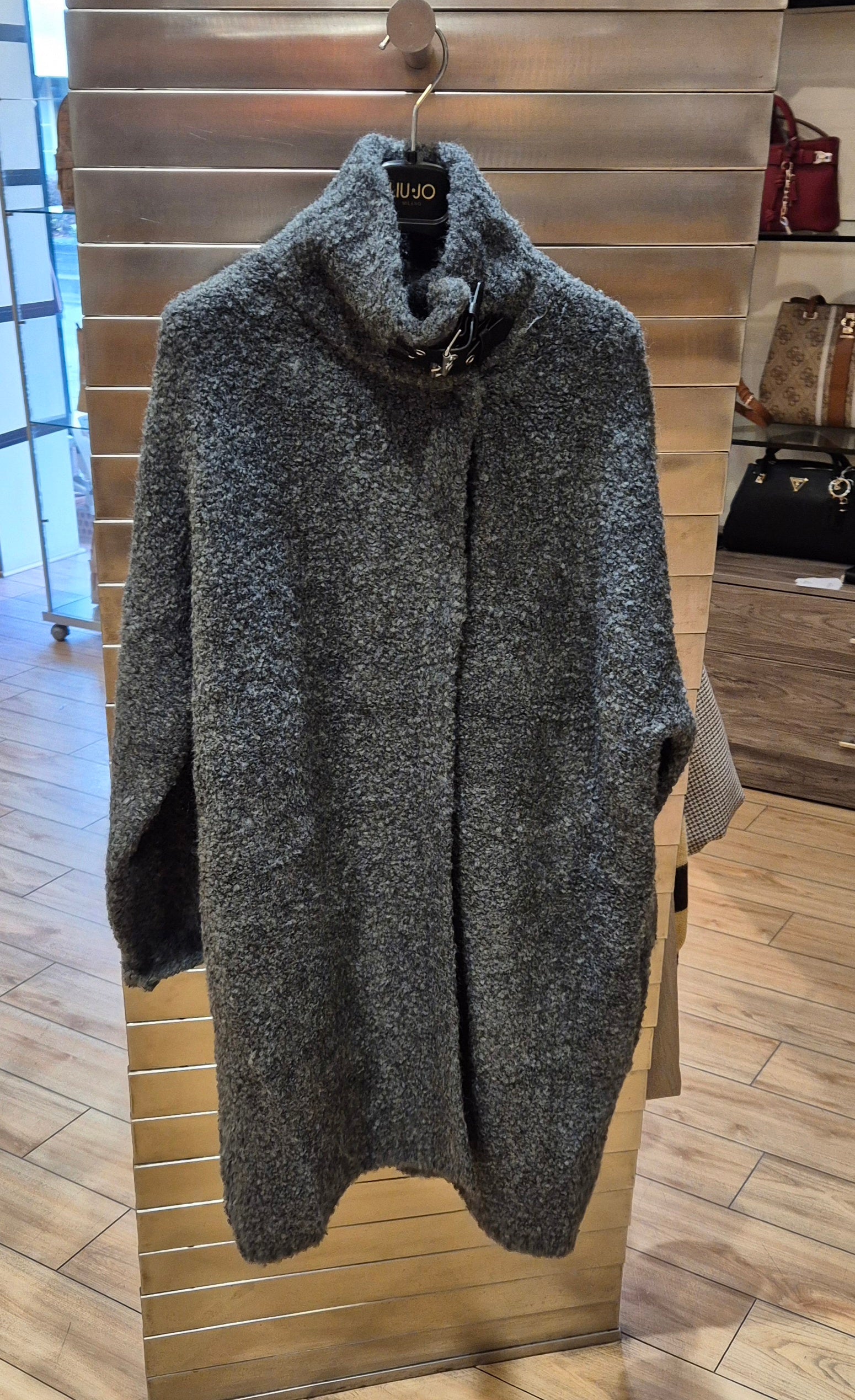 Liu Jo cappotto in maglia bucle' GRIGIO mf5441ma50p02050