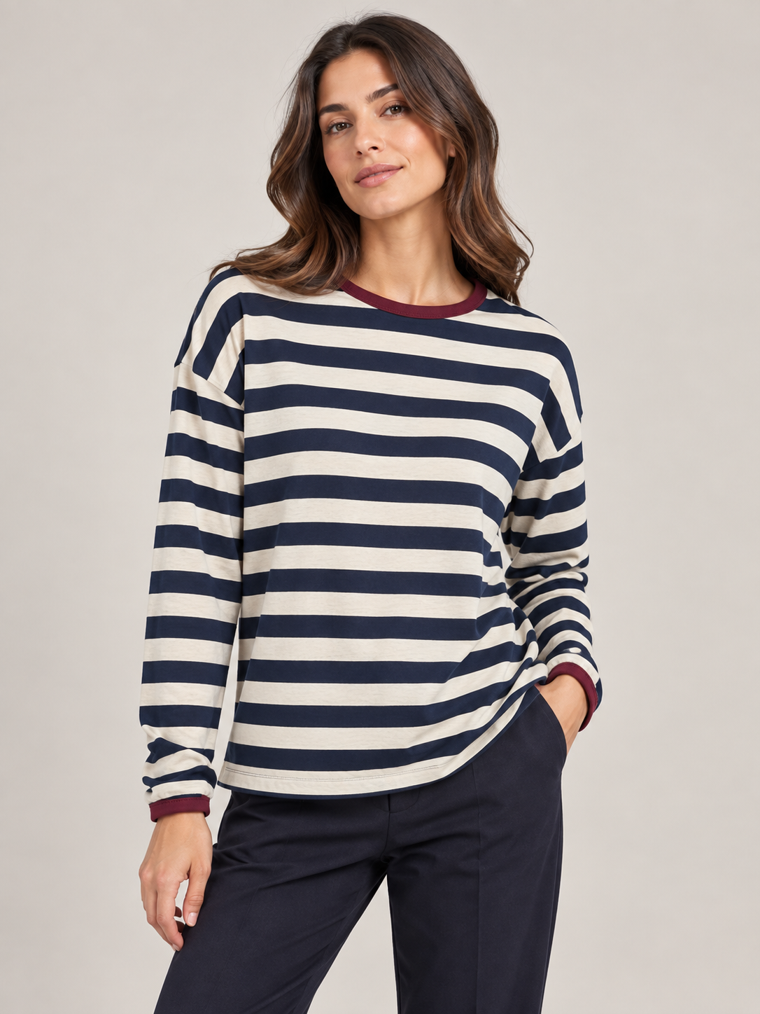 Susy mix maglia rigata viscosa stretch 12332U16 bianco/blu