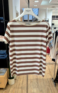 Susy Mix t-shirt rigata panna/tabacco viscosa stretch