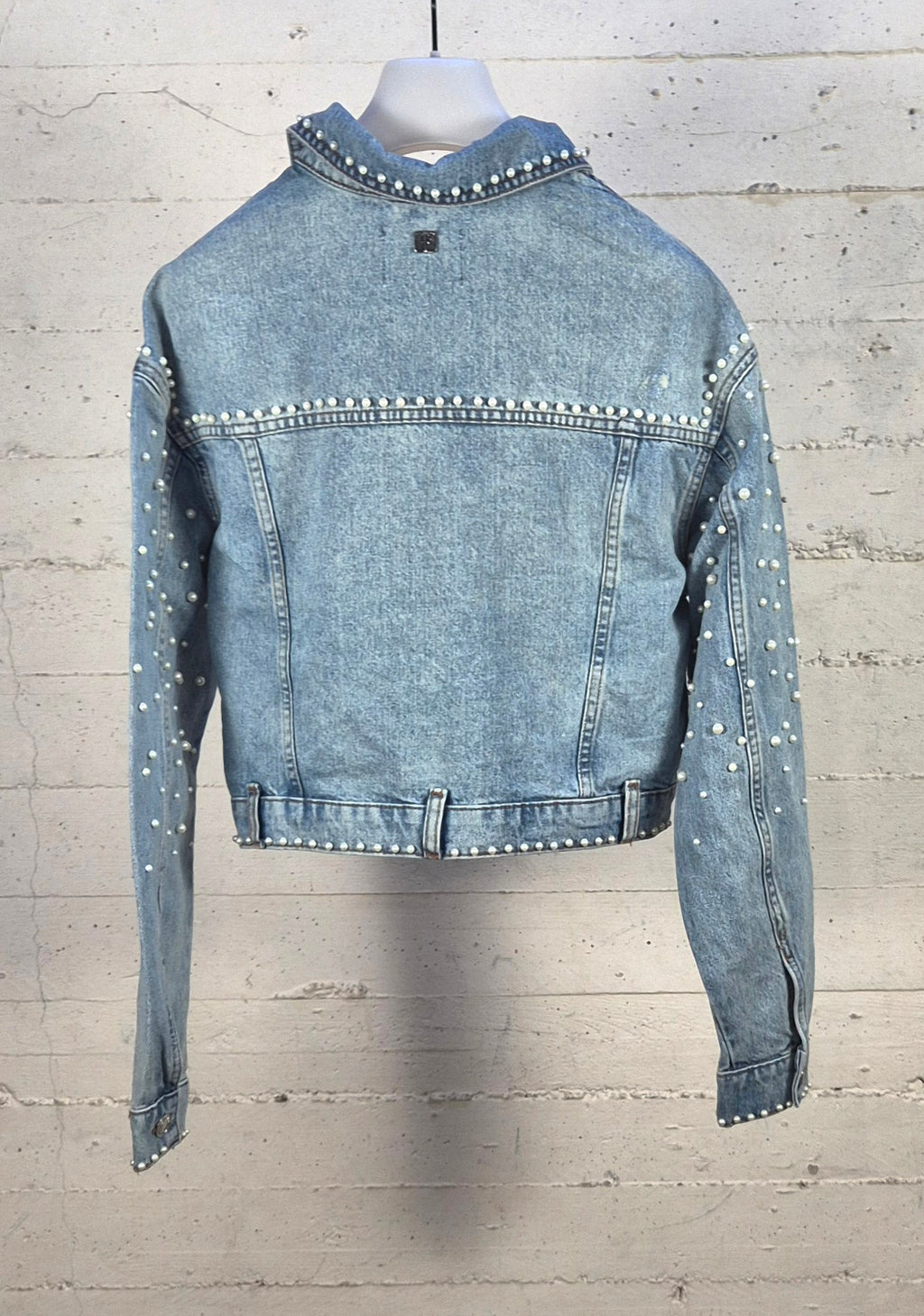 Fracomina giubbino jeans con perle J4004D47103 062 BLEACHED