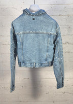 Fracomina giubbino jeans con perle J4004D47103 062 BLEACHED