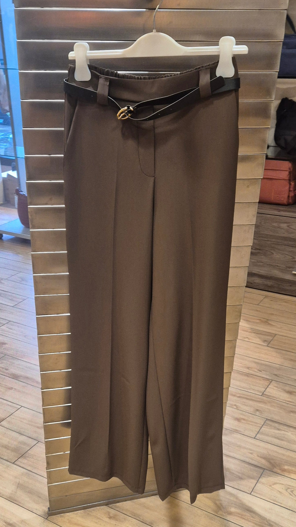 Susy mix pantalone palazzo con cintura T2225U136U70 MORO